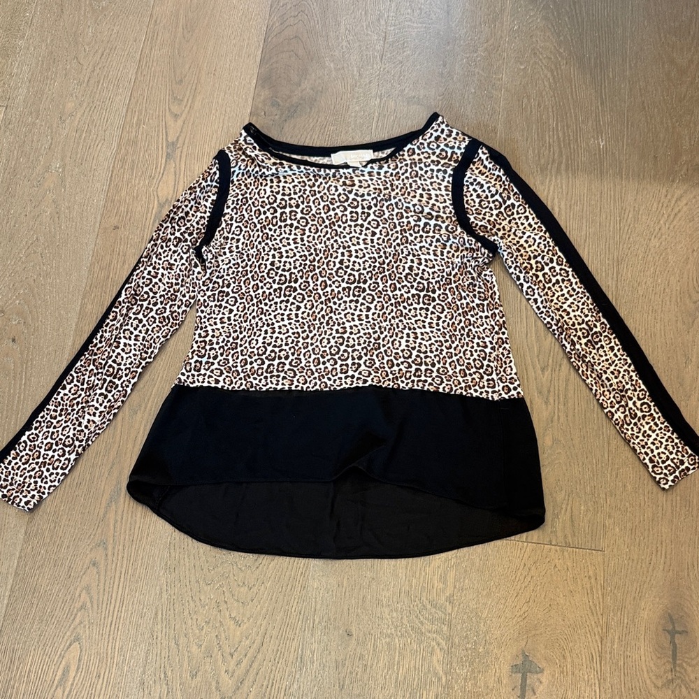 Michael Kors Animal Print Long Sleeve Top